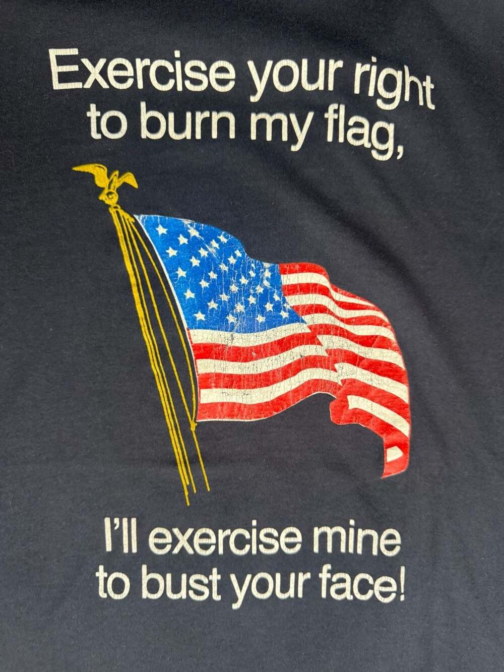 Hanes Exercise Your Right To Burn My Flag T-Shirt Size L 42-44 Navy